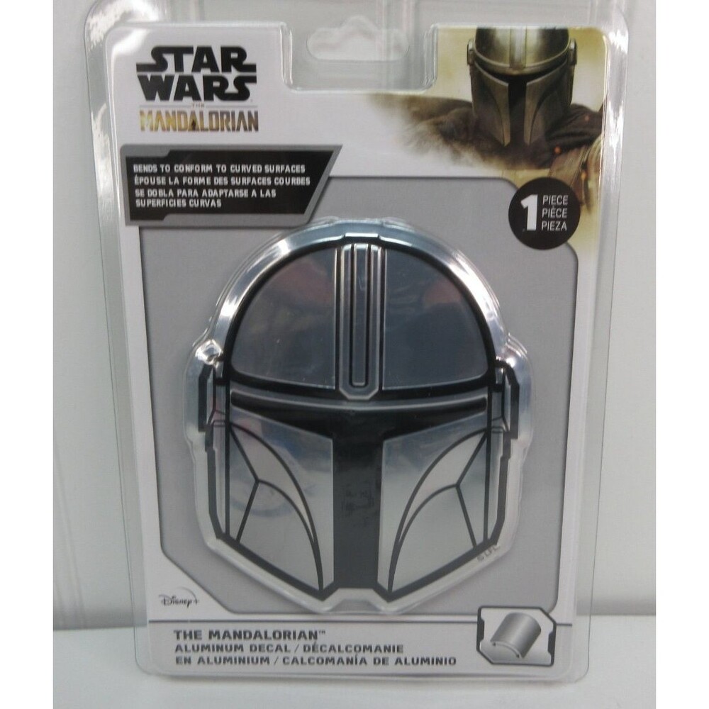 Chroma Star Wars The Mandalorian Helmet Flexible Aluminum Car Decal Silver 4"x3"